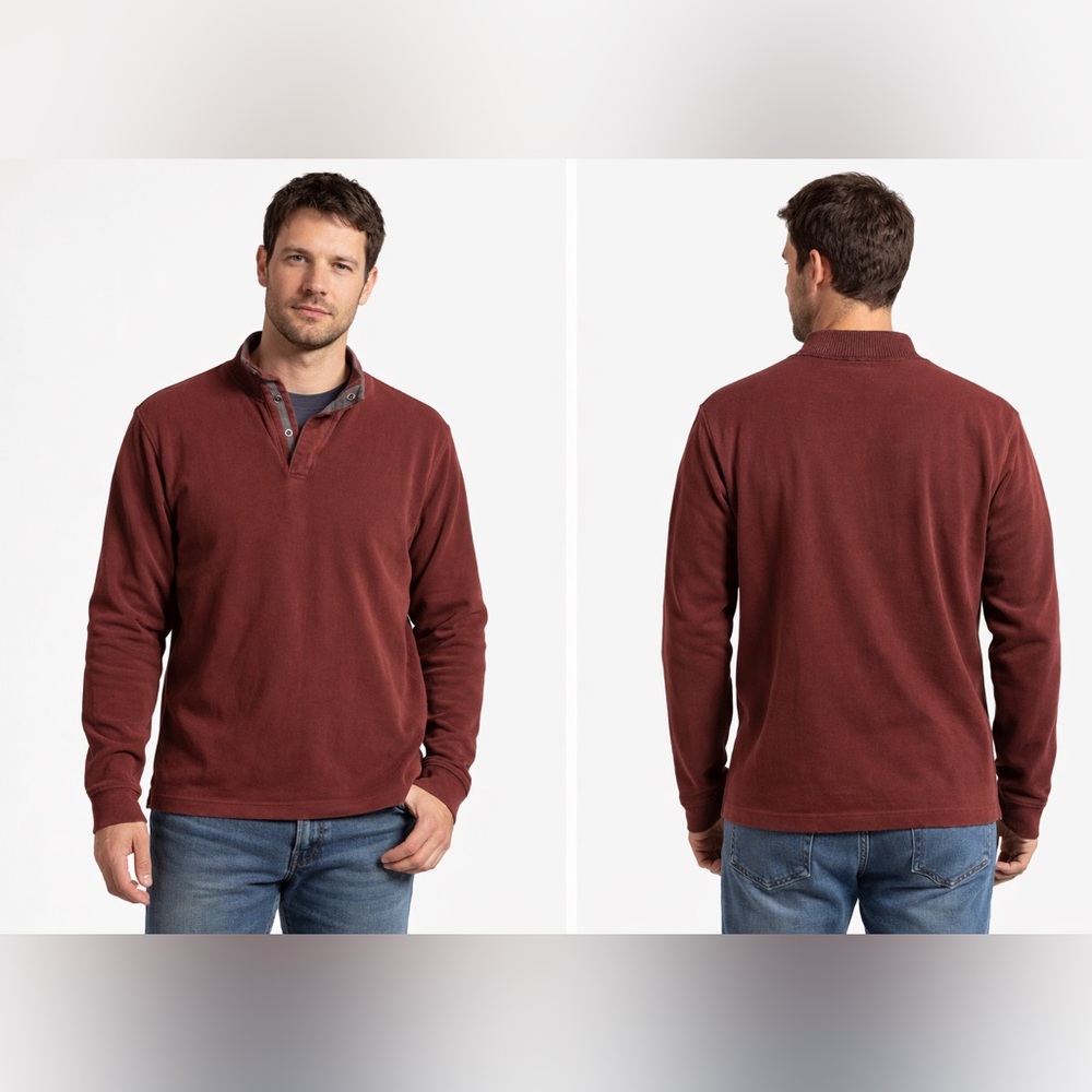 Lachlan British Inspired Long Sleeve Henley Pullover – Size Medium